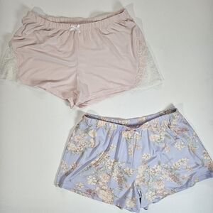 FLORA Shorts Womens Small 2 Pack Pastel Pink Floral‎ Purple Feminine Sleepwear